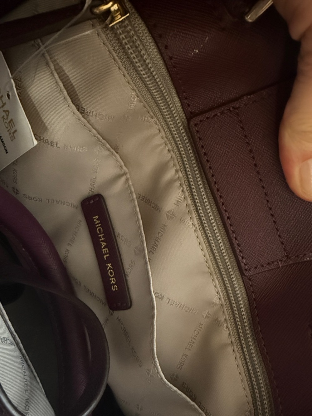 Michael Kors Plum Saffiano Leather Satchel with Gold Accents - Picture 12 of 15